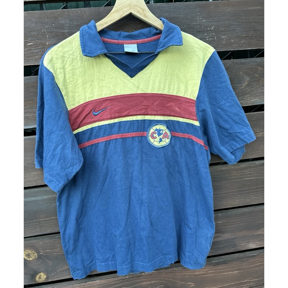 Vintage‎ Nike Club America Futbol Aguilas Polo Mexico City Rare 90s Y2K Size L